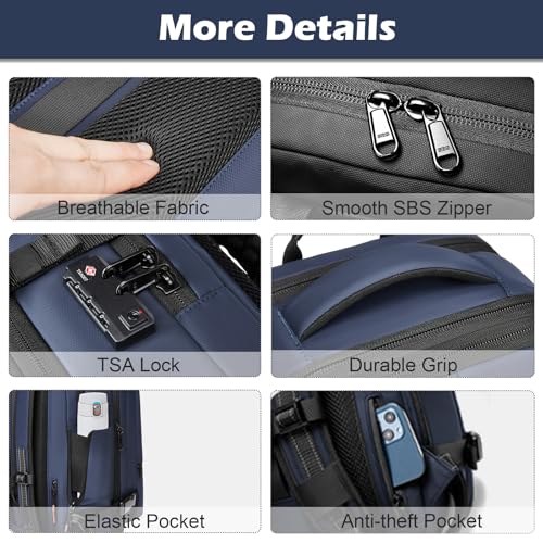 Somago Vacuumable Backpack Expandable Water-resistant Travel Bag with Air Pump TSA Lock Anti-thief Pocket4