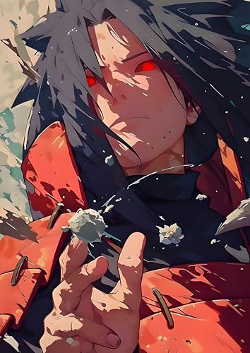 Image of NIJUKA Anime Printed Metal sheet Poster For Home And Room Decoration | For Anime Art Fans Boys And Girls (Madara vs 80 Shinobe)