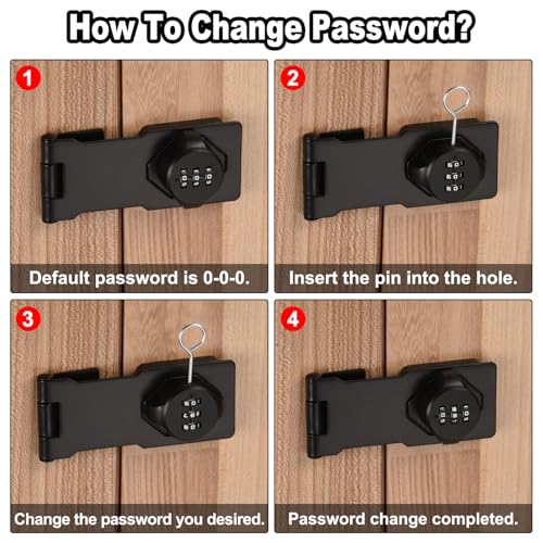 Image of PATIKIL Cabinet Combination Lock, Double Holes Cabinet Password Hasp Locks Galvanized Alloy with 3 Digit Password for Drawer and Cabinet, Black
