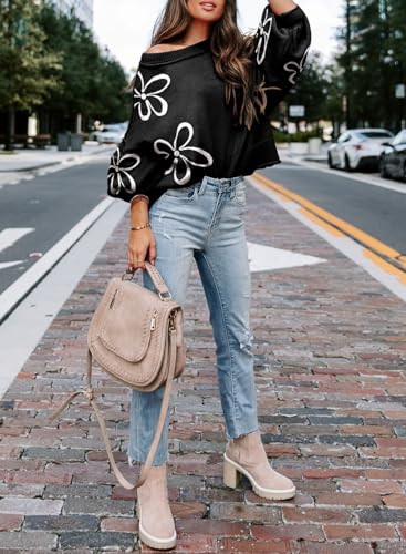 Dokotoo Women's Sweater 2025 Fall Winter Long Sleeve Casual Tops Ribbed Hem Knitwear Lantern Pullover Sweater4