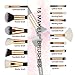BABI BEAR 15 PCs Makeup Brushes Set Premium Synthetic Kabuki Foundation Brush Professional Wooden Handle Makeup Brush with Makeup Sponge Brush Cleaner and Travel Makeup Bag (15+3pcs,Rose Gold)
