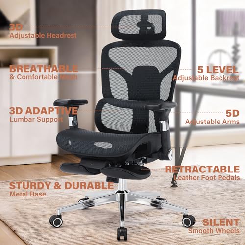 Image of High Back Mesh Ergonomic Office Chair, Heavy Duty Computer Desk Chair