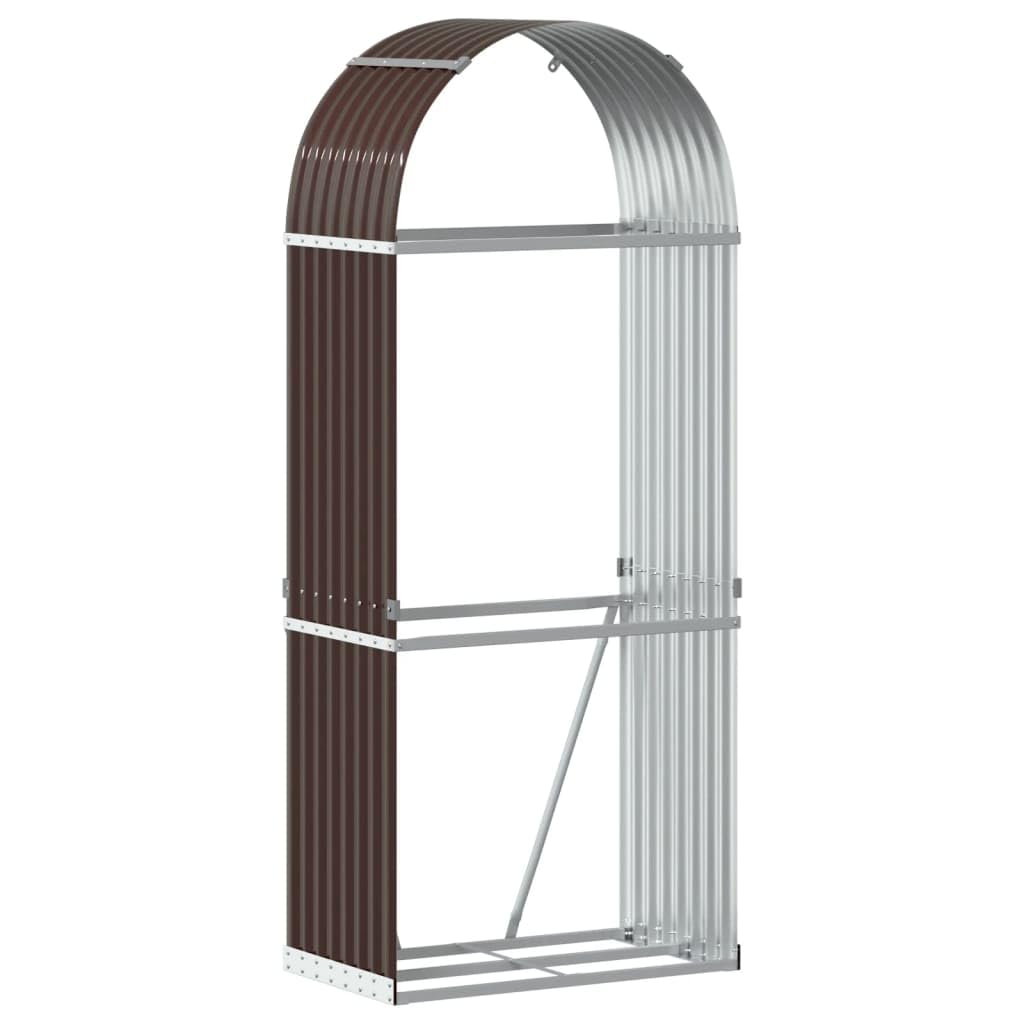 New Vidaxl Log Holder Firewood Rack Log Stand Wood Storage Galvanised Steel Brown