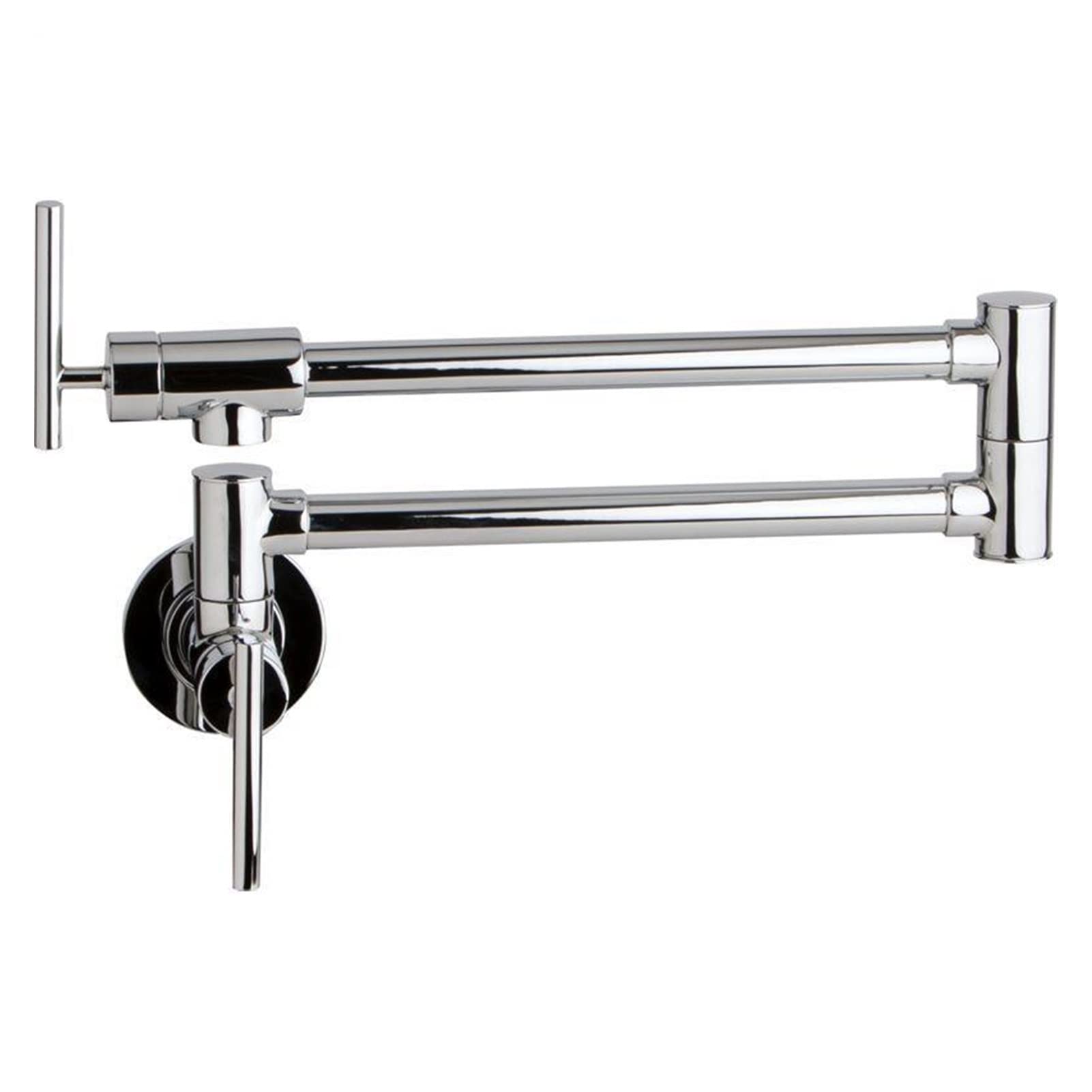 Cudtapi Chrome Bathroom Faucet Kitchen Mixer Sink Tap Matte Black Brushed Nickel Wall Mounted Pot Filler Faucet With 24" Double Jointed Swinging Spout(Chrome)