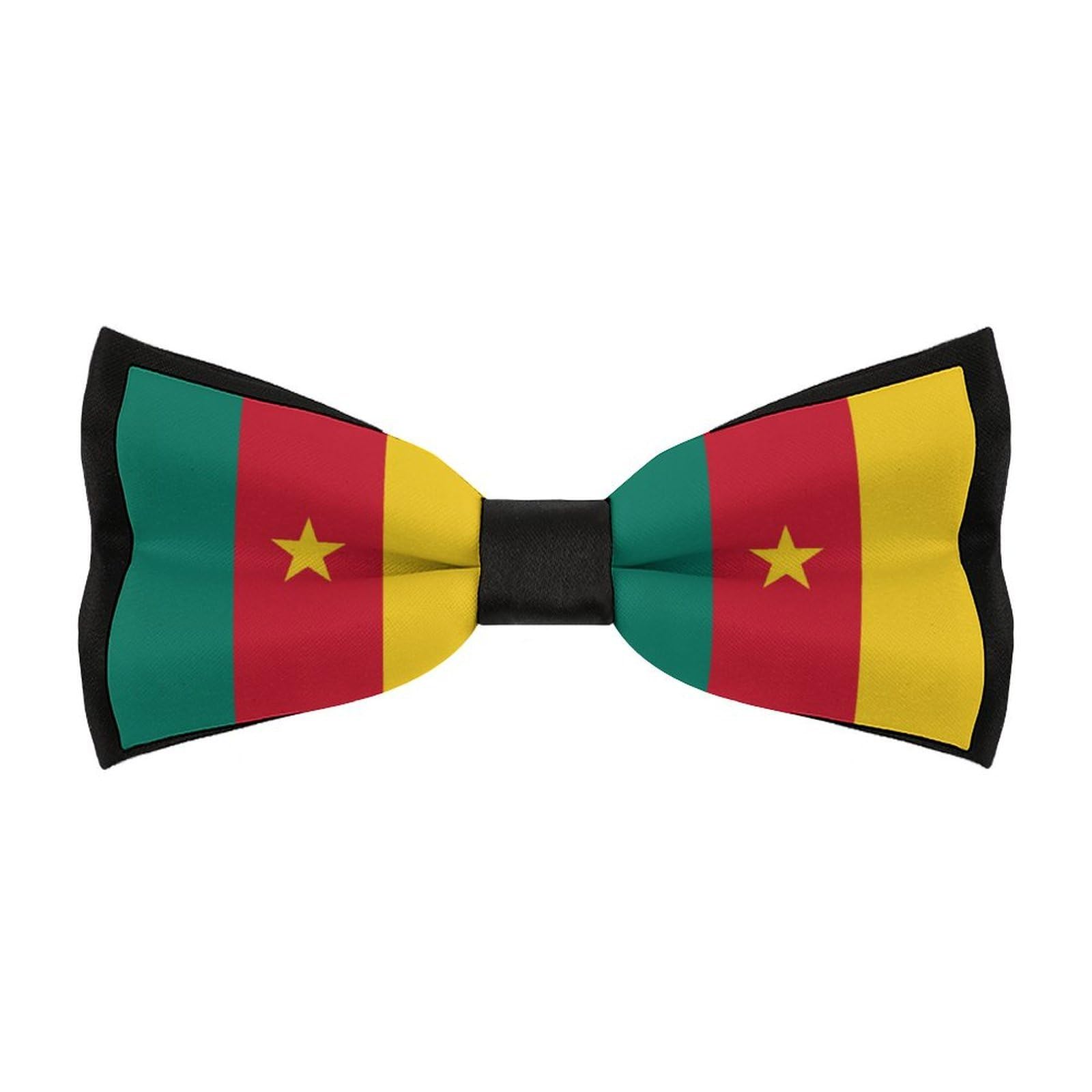 Unedskck Flag of Cameroon Bow Ties for Men Pre Tied Adjustable Clip On Necktie for Wedding Party