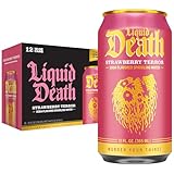 Liquid Death Soda-Flavored Sparkling Water - Strawberry Terror, Less Sugar*, Huge Flavor, No Caffeine, No Artificial Sweeteners, 12 Fl Oz (Pack of 12)