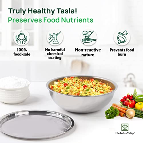 The Indus Valley Triply Stainless Steel Tasla /Tasra /Kadai for Cooking