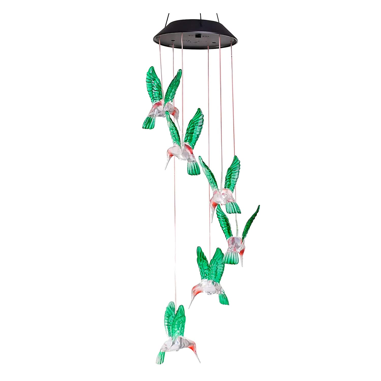 Campanello A Vento Solare Con Colibrì Verde Per Esterni – Luce Colorata, Decorazione Da Giardino