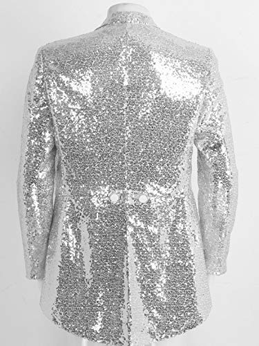 TiaoBug Glanzend herenjasje, slim fit, blazer, lange mouwen, mantel, jas, feestelijk, smoking, gentleman, kostuum, party, bruiloft, bal, verkleedpartij - Image 3