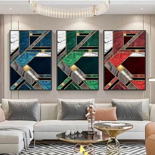 Affiches imprime photos murales géométrie abstraite déco maison triptyque 3D