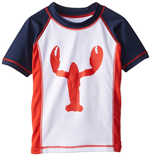 Wes & Willy Boys' Lobster Rash Guard, White, 6