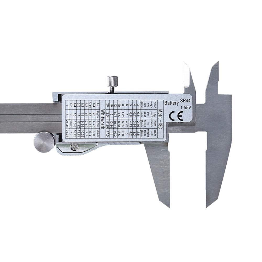 Calibradores Vernier Calibrador de acero inoxidable de alta precisión Resolución de 0,01 mm con caja de almacenamiento Calibradores digitales de 0-150 mm (plata, talla única), calibradores (talla