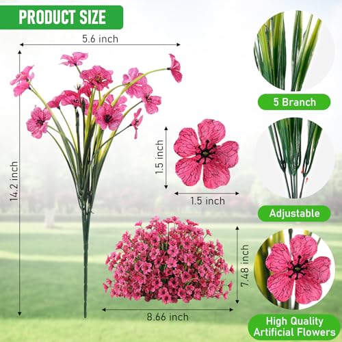 Powbrace 22 Bundles Artificial Flowers Outdoor, Faux Silk Flowers for Outdoors Outside Front Porch Hanging Planter Window Box Garden Decoration(Multi-Colour) image 2