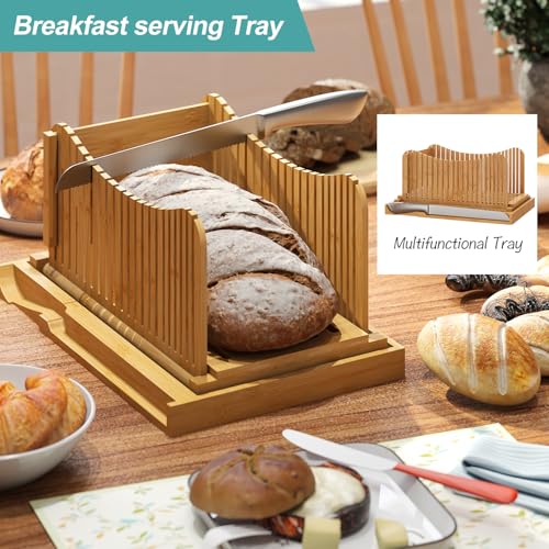 Tabla para cortar pan grande de bambú con cuchillo miniatura 4