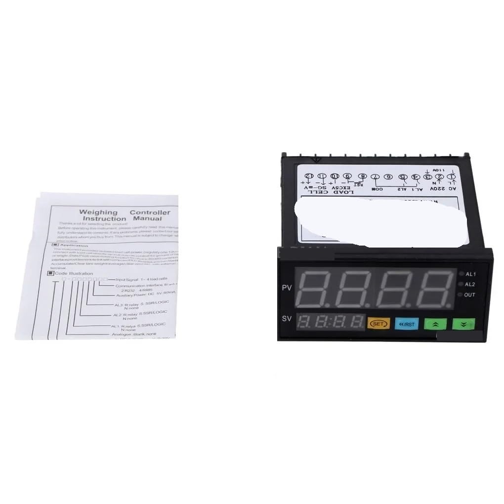 High-Precision Load Cell Scale Sensor, 4 Digital Weighing Controller Indicator Pressure Gauge 1-4 Load Cell Signals Input 2 Relay Output for Weight High Pressure Tension Weighing