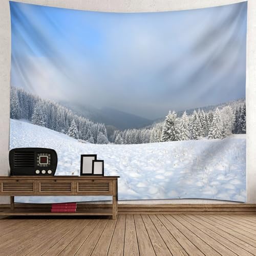 Tapisserie murale paysage d'hiver 200x200 pour déco chambre ado