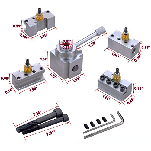 Jinwen 120018 Tooling Package Mini Lathe Quick Change Tool Post & Holders Multifid Tool Holder (Steel) #TOP2