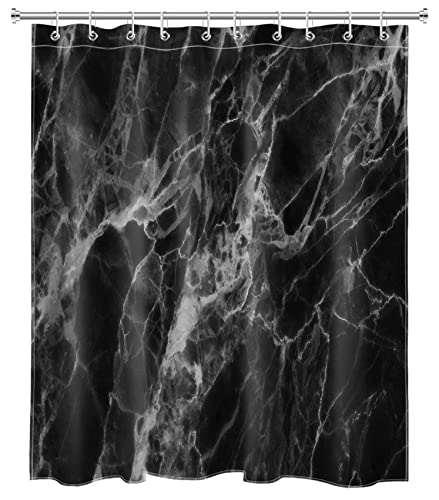 Lb Black Marble Shower Curtain Abstract Modern Natural Black Grey Marble Bathroom Curtain 60X72 Inch Waterproof Polyester Fabric Bath Curtain Hooks Included #TOP2