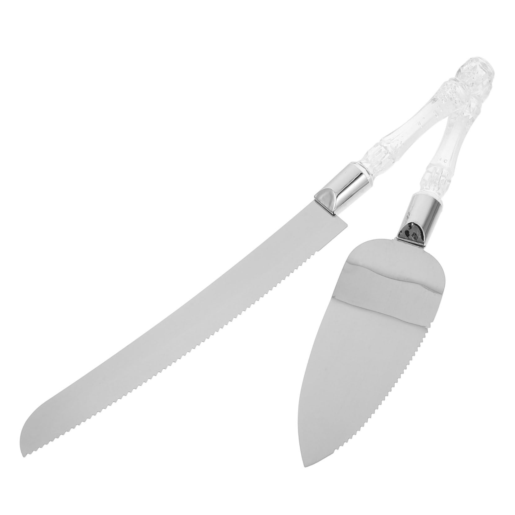 SOLUSTRE 2pcs Stainless Steel Wedding Cake Knife and Server Ergonomic Cake Cutting Tool with Comfortable Grip for Weddings Birthdays and Anniversaries