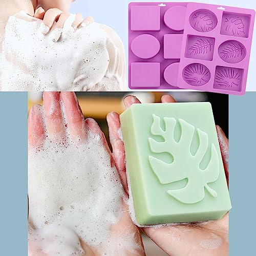 Siqinzongwa (2 Pack) Silicone Soap Molds, Tropical Leaf Silicone Molds For Homemade Soap, Hawaii Style Resin, Bath Bomb, Jello, Chocolate And Dessert (Rectangle £¦ Oval£© #TOP1
