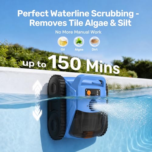Image of Cordless Robotic Pool Cleaner for Inground Pools, Automatic Pool Vacuum with Wall Climbing and Waterline Scrubbing, 180 Mins Runtime for 2100 Sq.Ft Pools
