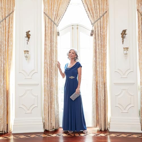 Image of Alex Evenings Women's Long Cowl Neckline Mother of The Bride Dress, Formal Event Gown (Petite and Regular Sizes)