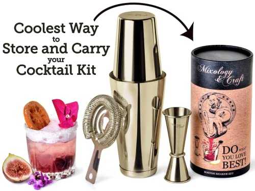 Mixology Cocktail Shaker Boston Shaker Set Professional Weighted Martini Shakers, Strainer And Japanese Jigger, Portable Bar Set For Drink Mixer Bartending, Exclusive Recipes Cards (Gold) #TOP6