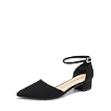 Women's Dress Shoes Low Heel Pumps Closed Toe Comfort Casual D'Orsay Flats Ankle Strap