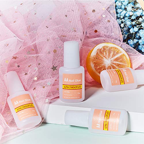 Hicarer Adhesive False Nail Glue Brush-On Nail Glue Quick Nail Glue For Nail Make Up Supplies (5 Packs) #TOP6
