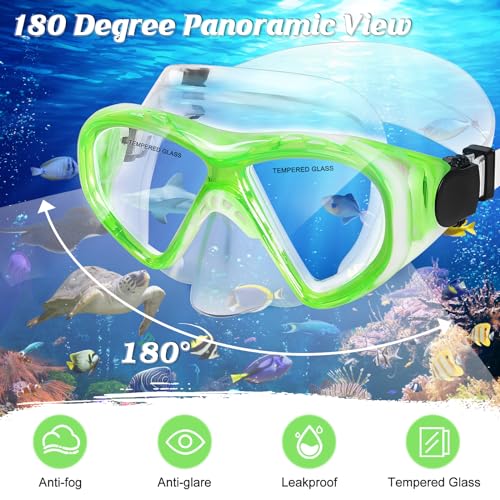 Image of Kids Swim Goggles Snorkel Diving Mask for Boys Girls Ages 5-15, Two-Color Anti-Fog Swimming Goggles with Nose Cover