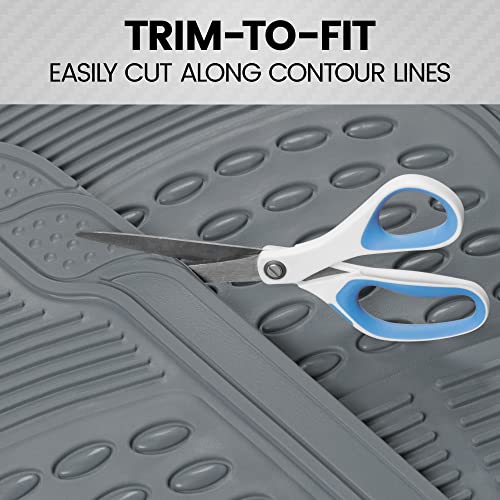 Bdk Original Proliner 3 Piece Heavy Duty Front & Rear Rubber Floor Mats For Car Suv Van & Truck, Gray - All Weather Floor Protection With Universal Fit Design #TOP4