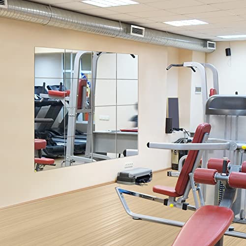 EVENLIVE® Gym Mirrors for Home Gym,16PCS Glass wall mirror tiles, 30cmx30cm full length Mirror sticker - Image 3