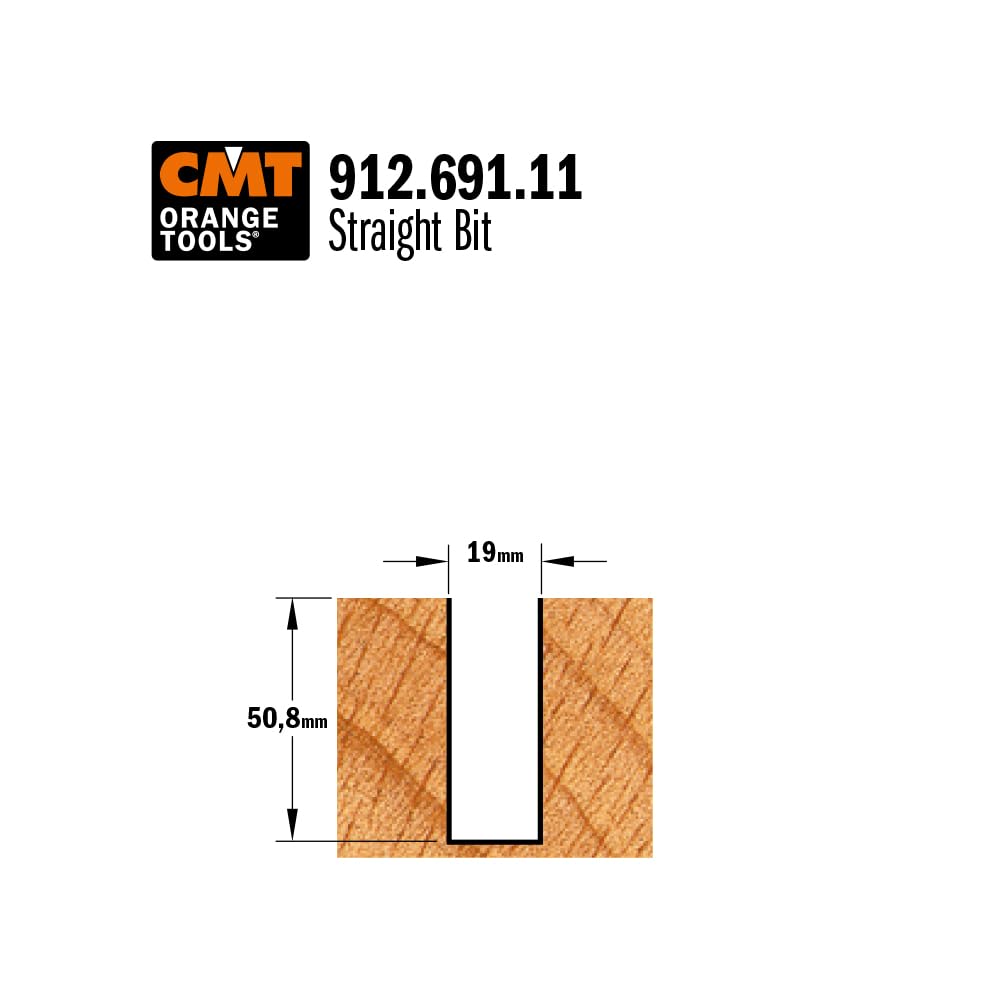 CMT Orange Tools 912.691.11 - Fresa recta hm s 12 d 19x50.8