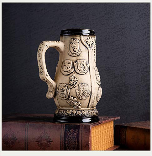Boccale di Birra Tedesca Pietra in Rilievo, Boccale da Bere Regali Fatti a Mano, Statua Scultura Boccale di Birra per Ufficio in Casa H 15x19cm(6x7inch)