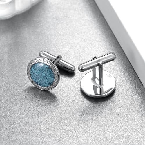 Mancuernillas de plata 925 con turquesa para hombre miniatura 3