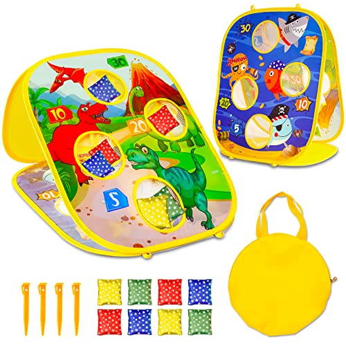 Outdoor Kids Toys for Boys Games - Bean Bag Toss Game Set Age 3 4 5 6 7 8 Year Old Toddler Girl - Double-Sided Outside Toys 4-8 Birthday