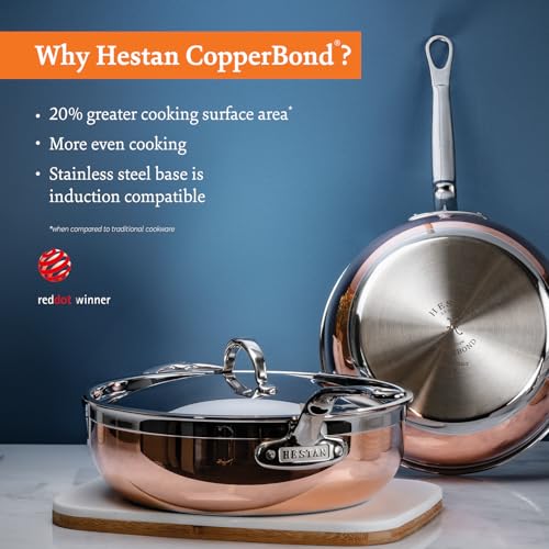 Image of Hestan - CopperBond Collection - Copper Saucier Pan with Lid, Induction Cooktop Compatible, 2-Quart