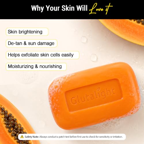 Image of Glutalight Papaya Soap Glutathione & Papaya Extract Body Pack of 3