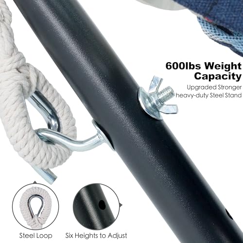 Image of GAFETE Double Hammocks with Stand for Outside, Max 600lbs, (Night) | Upgraded Spreader Bar, 9FT Heavy Duty & Space Saving Stand, Easy Assemble, Convenient Side Pocket, Indoor & Outdoor, Patio
