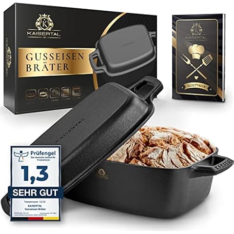 KAISERTAL® Robuster 5in1 Gusseisen Bräter mit Deckel Schmortopf Cover