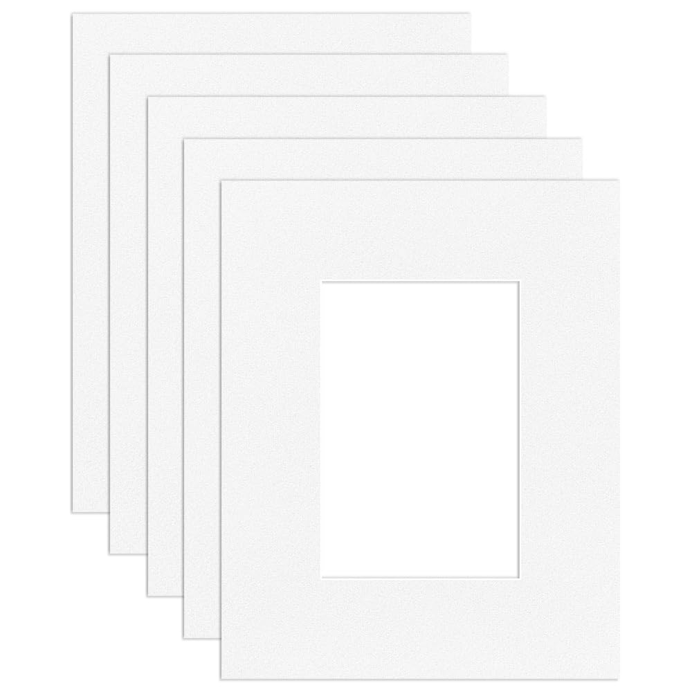 Procut Global 10x8" White Picture Mounts Board to Fit 6x4" Aperture Size - Photo Mount Card Ideal for Prints, Artwork, Crafts & Certificates - Sizes & Colors Available - Pack of 5