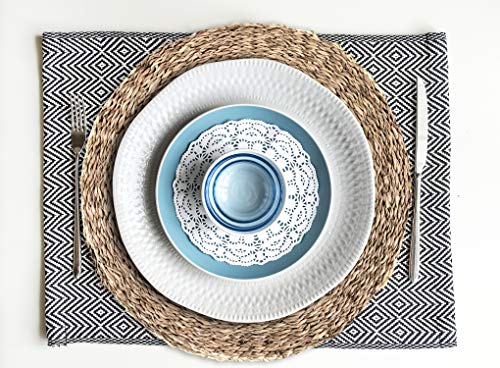 Cork & Leaf Rustic Decorative Round Dinnerware Seagrass Charger Plates For Kitchen, Dining - All Seasons, Housewarming, Natural Hand Woven Seagrass Placemats For Dining Table 13 Inch (Set Of 12) #TOP1