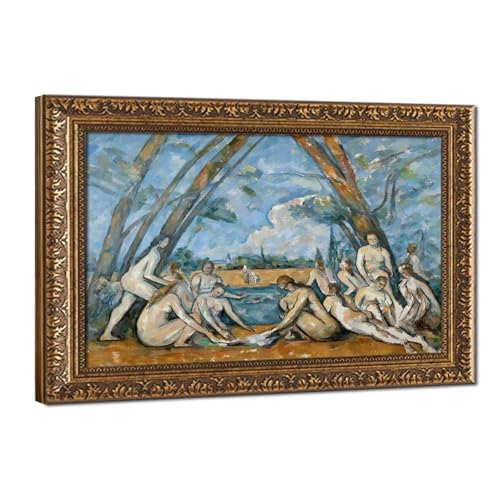 Impression sur toile The Large Bathers par Paul Cézanne, cadre suspendu 61x91 cm