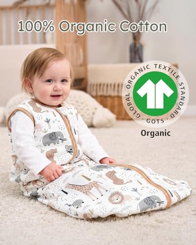 Image of Yoofoss Baby Sleep Sack 0-6 Months, 1.5 Tog Baby Wearable Blanket with 2-Way Zipper, 100% Cotton Organic Fabric Winter Infant Sleeping Sack, Warm Soft Comfy