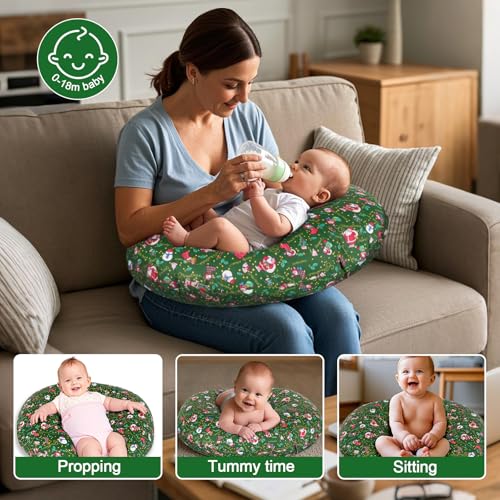 Image of x-vesolje Nursing Pillow, Breastfeeding Pillow with Removable Cover, Ergonomic Breast Feeding Pillow, Baby Feeding Support Pillow for Mom Easier Breastfeeding- Original Size /Christmas