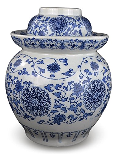 12" Medium Porcelain Pickling Jar with 2 Lids Fermenting Pickling Kimchi Crock Food Storage(12)