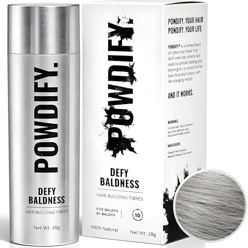 Image of Hair Building Fibres 28g – Grey – Instant Hair Thickening Fibers for Men, Natural-Looking, Conceals Thinning Hair & Bald Spots, Wind & Sweat Resistant, Easy Daily Use-by Powdify
