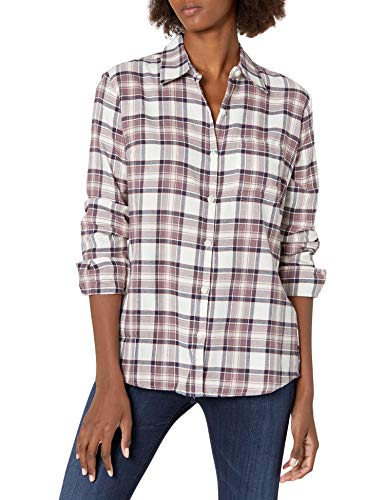 Dickies womens Long-sleeve Plaid Flannel Work Utility Button Down Shirt, Dusty Violet Plaid, XX-Large US