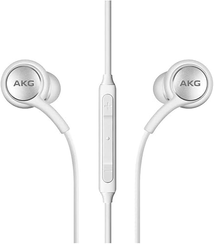 OEM Amazing 2019 Auriculares estéreo para Samsung Galaxy S10 S10e S10 Plus Cable trenzado – Diseñado por AKG – con micrófono (blanco) (renovado)