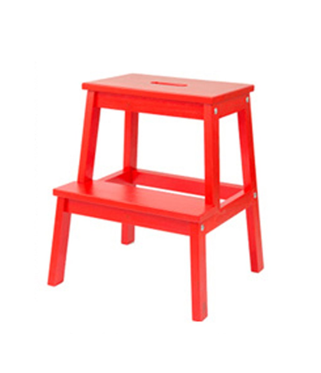 DASHADAO Wood Step Stool Two-Step Ladder Simple Foot Kitchen, High 50cm, 3 Colors Step Stools (Color : Red)